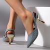 Womens Sandals Fashion Pointed Toe Brand Designer Slingback Shoes Shallow Slip-on Elegant Solid Color Party High Heels for Women
