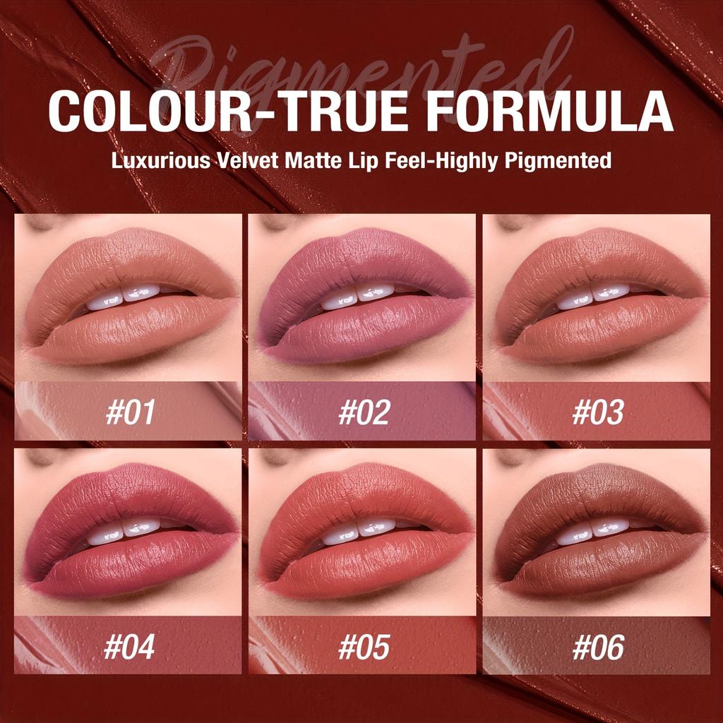 6 Colors Matte Lipstick Waterproof Velvet Nude Lipsticks Stick Smooth Red Brown Lip Pigments Long Lasting Lip Gloss Lips Makeup