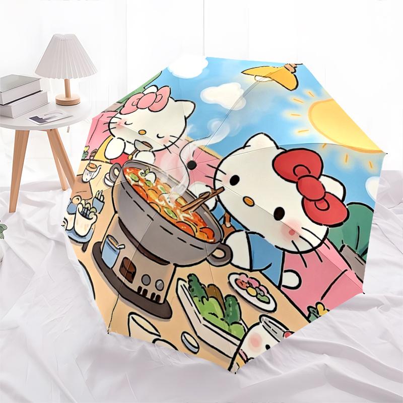 

1pc Hello Kitty Automatic Opening/Closing Umbrella with Foldable Design and Iron Frame - Perfect Gift for Fans, Travelers, and Daily Use.A103