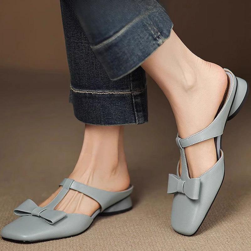 

Баотоу Полушлепанцы Нового Стиля Сандалии На Толстом и Низком Каблуке 40 синий