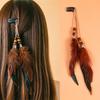 Vintage Feather Hair Accessory, Long Bohemian Fringe Headband With Beads, Handmade Festival Hair Clip For Women