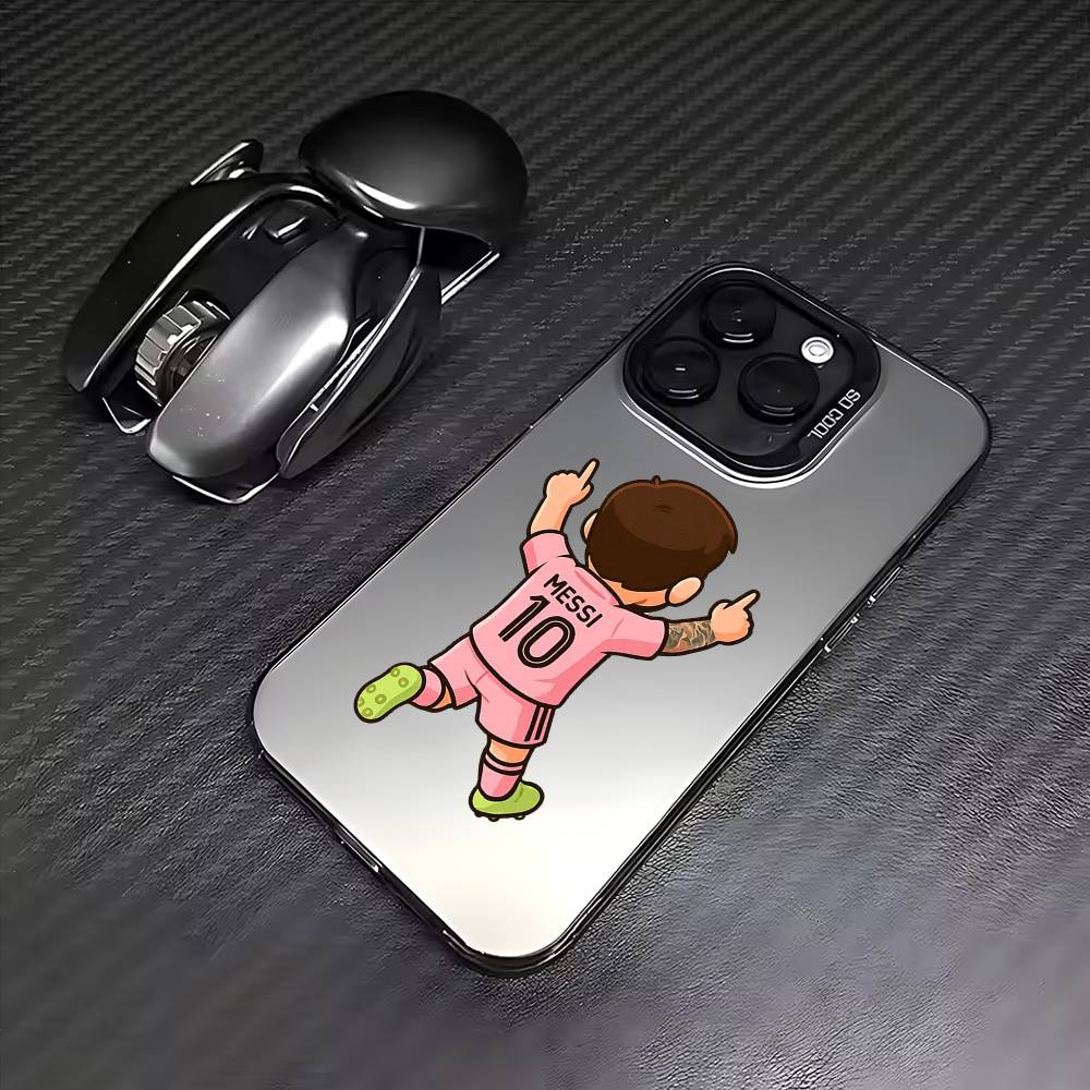 L-Leo M-Messi LIONEL Phone Case For iPhone 17, 16,15,14,13,12,11 Plus,Pro Max, Colorful Silver Funda Cover