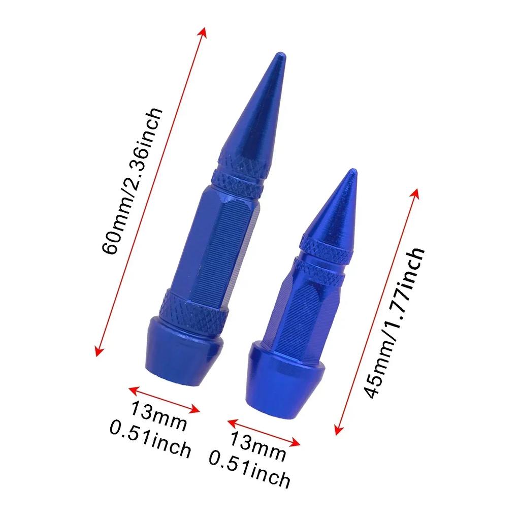 New 4pcs Long Pointed Tire Valve Caps for Automobiles and Motorcycles Tire Valve Cover Wear Parts Car Accessories