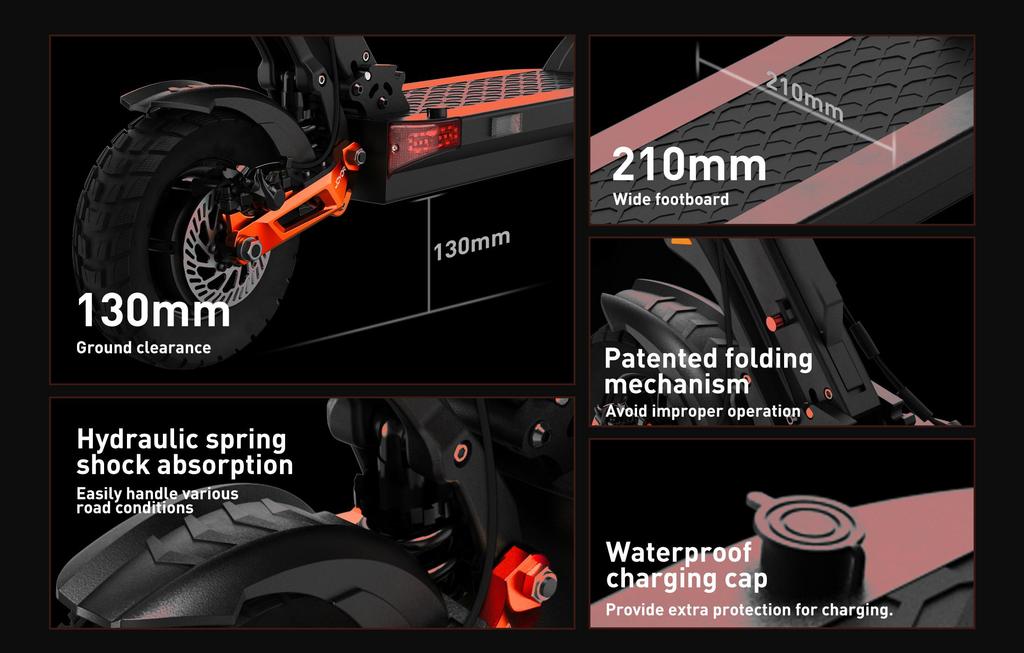 JOYOR T10 Foldable Electric Scooter 10" Tires 1000W*2 Dual Motors 60V18Ah Battery 60km/h Max Speed 75km Max Range
