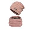 Warm Outdoor Knitted Hat And Scarf Set With Letter Decoration For Season Cold