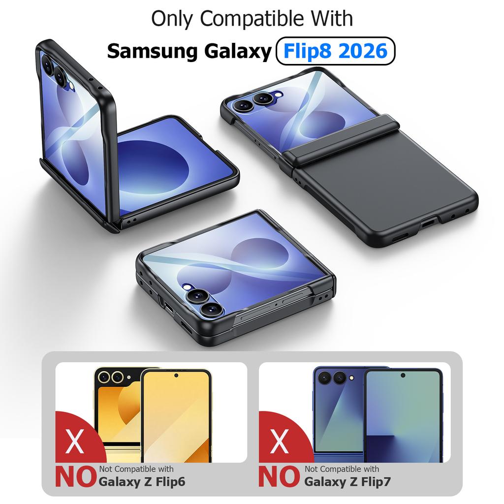 Samsung Galaxy Z Flip 8 Case with Hinge Protection Shockproof Slim Protective Cover-Black