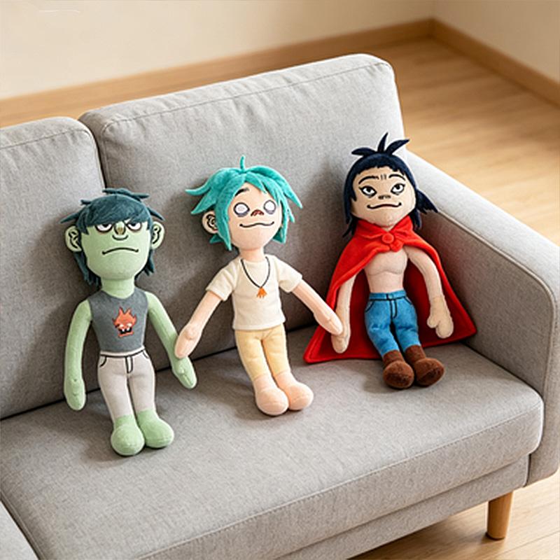 Новая плюшевая кукла Gorillaz Noodle Кавайная Виртуальная группа Уличный Боец Мягкая игрушка Милый Красный Плащ Мальчик для Фанатов Энтузиастов Детский Подарок