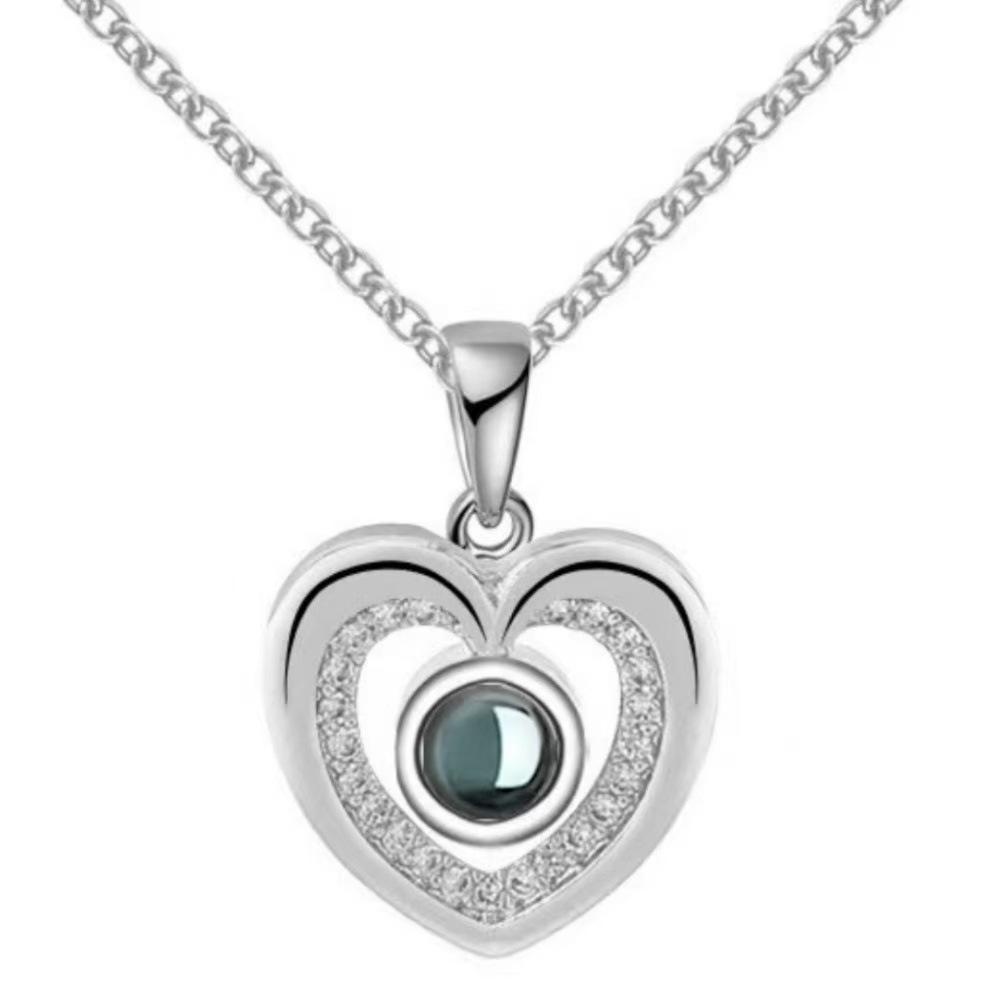 

24 проекционных двойных любовных ожерелья для женщин, легкие, роскошные, простые и милые, 100 языков, подвеска в виде сердца «Я люблю тебя»