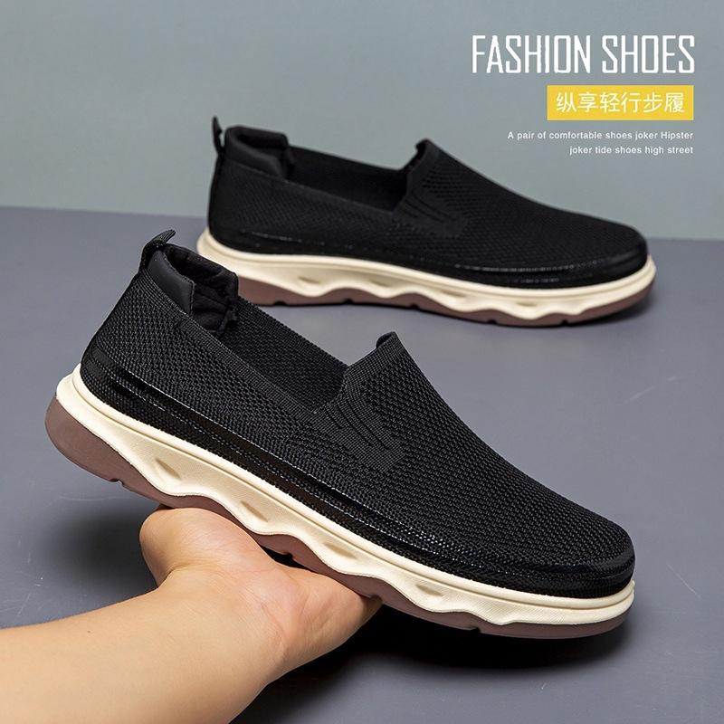 2025 New Men's Fly-woven Casual Shoes Men's One-pedal Comfortable Mesh Lazy Shoes Soft-soled Breathable Board Shoes Men
