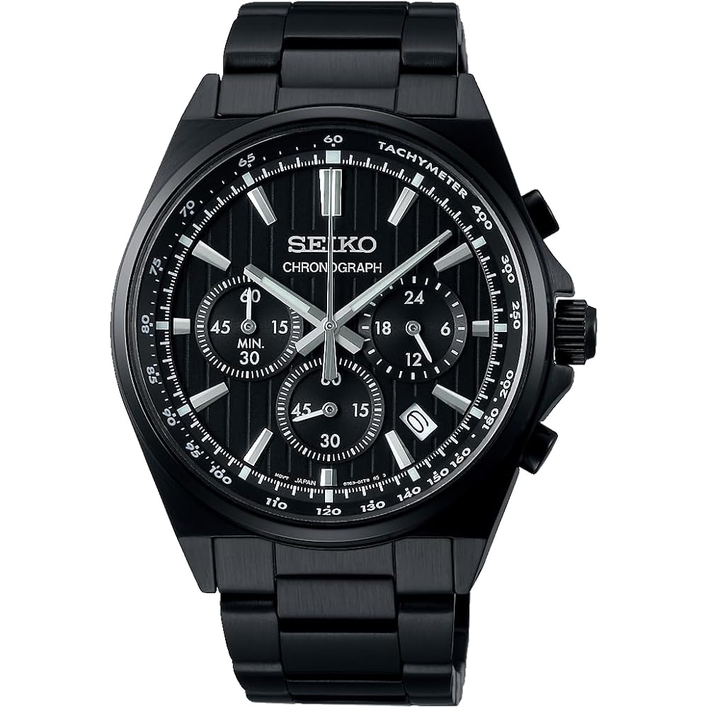 

Seiko Selection SBTR037 Men s Watch Quartz Stopwatch Function Tachymeter Date Calendar All Black Stainless Steel