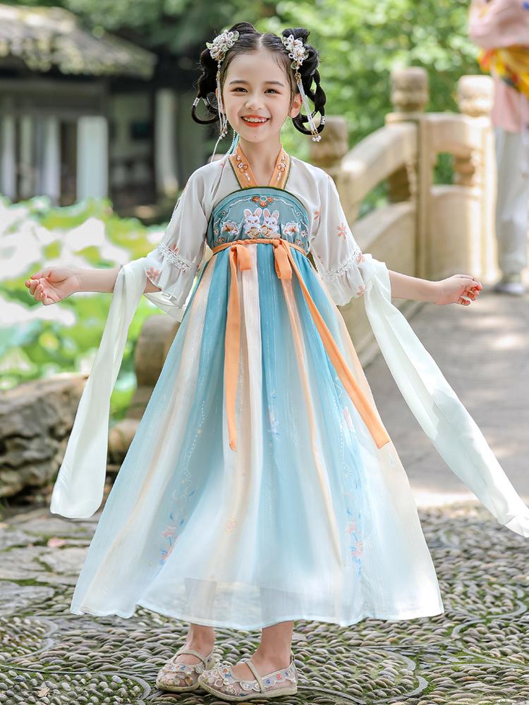 Girls' 2024 Chinese Hanfu Fairy Dress - Autumn Ancient-Style Costume