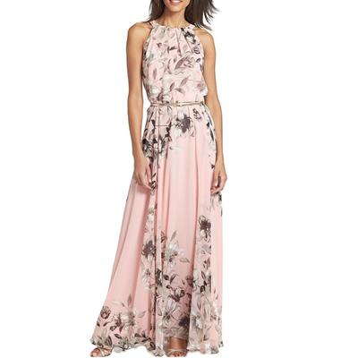 Chiffon Beach Beach Super Fairy Plus Long Floral Print Everyday Travel [SDSXZWG] Women's Dress, Sleeveless, Slimming, Summer, Vacation, Dress, Size,