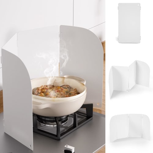 LENSKINS Range Guard, Foldable, 4-Panel, Spring Steel, Oil Splash Guard, Freestanding, Kitchen Guard, Oil Guard, Compatible with Gas and Induction Coo