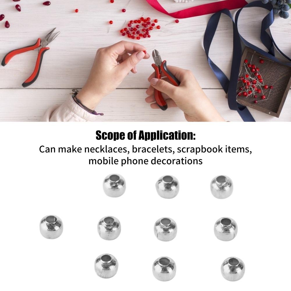 200pcs Smooth Round Jewelry Beads Ball End Spacer Beads Jewelry Tools Beading Supplies DIY Jewelry