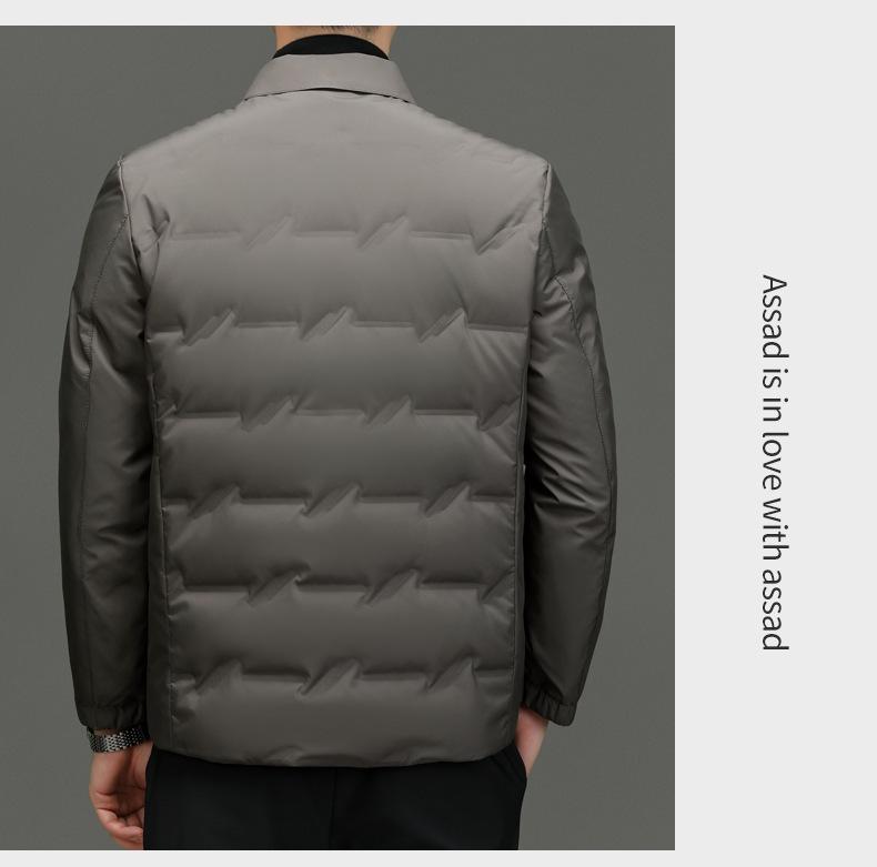 Men's Lightweight Stand-Up Collar Down Jacket - Autumn/Winter Business Casual Warm Outerwear for Middle-Aged Men.