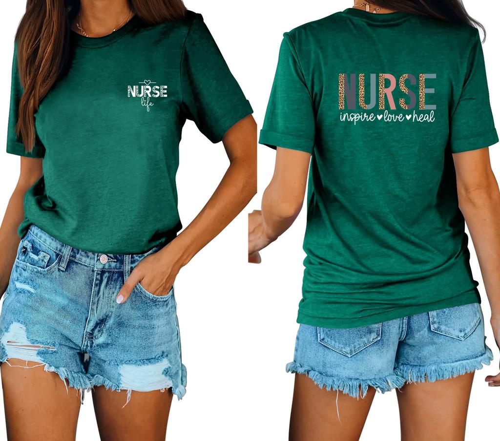 Casual fashion front and rear printing loose round neck short sleeves
