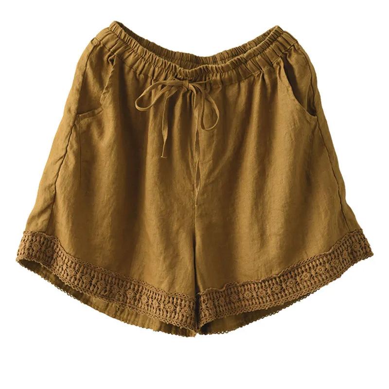 Cotton Shorts Women Summer Vintage Loose Large Size High Waist 7 Points Denim Wide Leg Skirt Pants