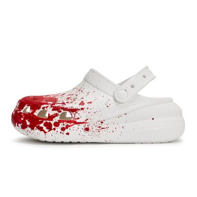 Crush Clog 811 Místo vyšetřování výroby Stříknutí tekutého inkoustu Dárková krabička Děravé boty Stejné pro unisex Bílá Červená