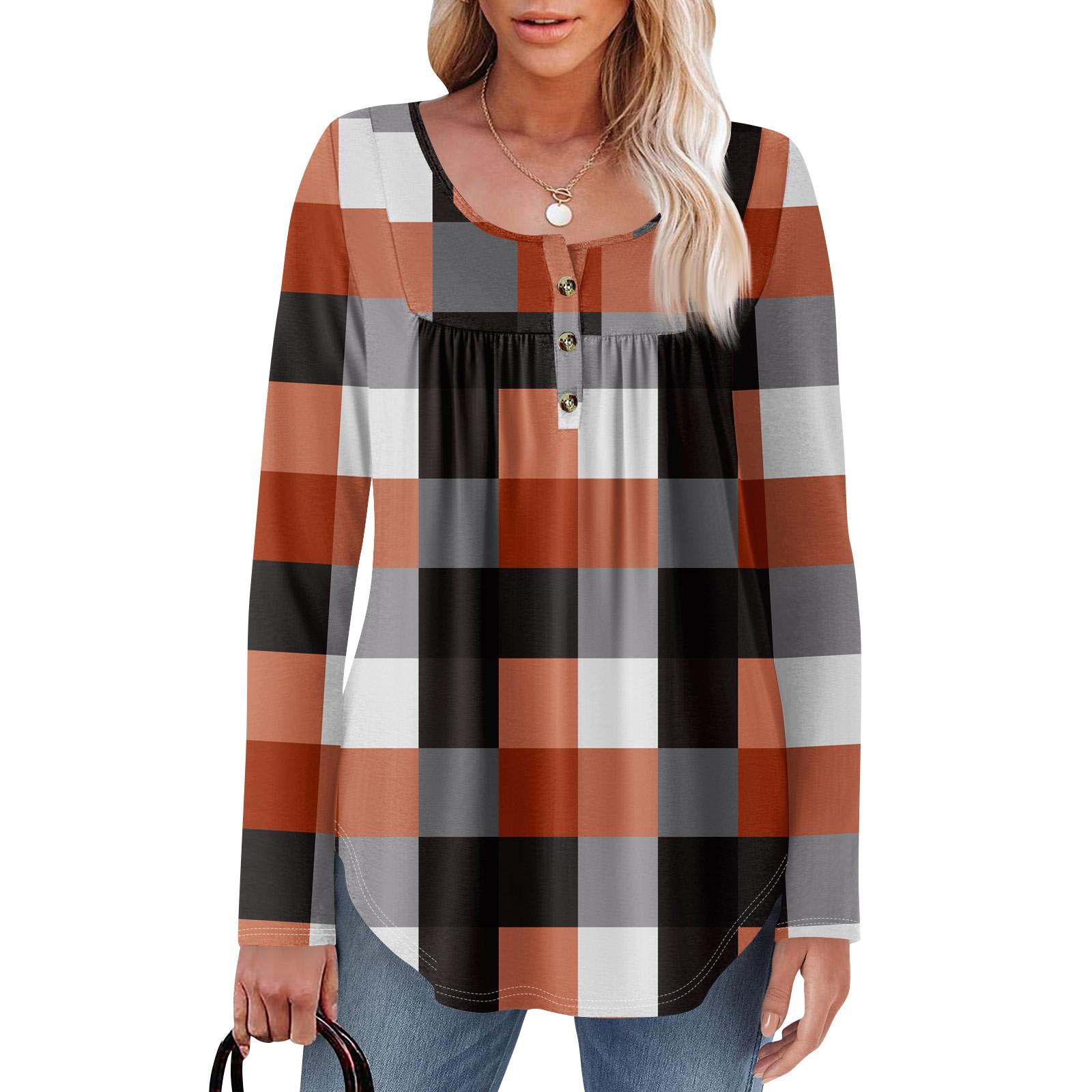 

Женская туника с длинным рукавом, свободные топы, повседневные топы оверсайз, плиссированная туника, застегивающаяся на пуговицы, повседневные женские топы с принтом XL арбуз красный