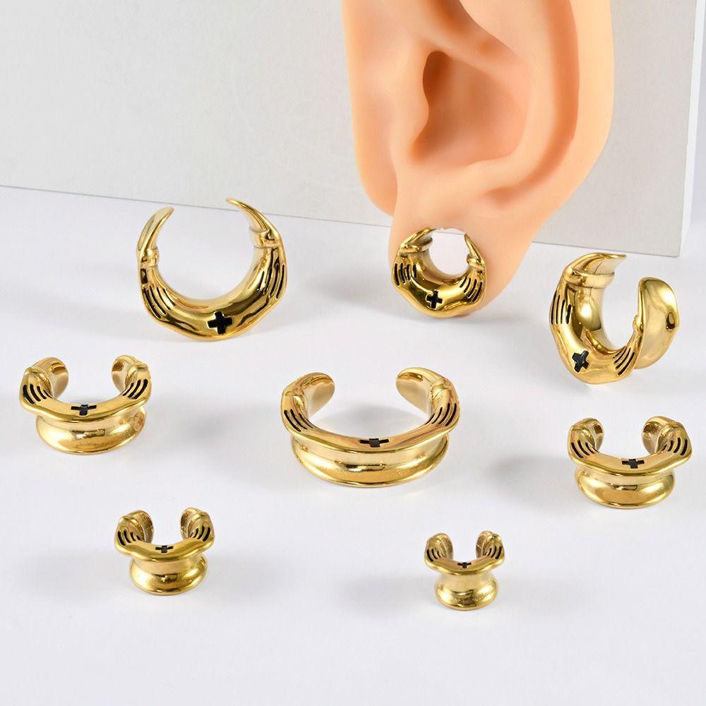 U Shape Ear Plugs Tunnels Stainless Steel Lobe Piercing Ear Cuff Gauges  Cartilage Helix Conch
