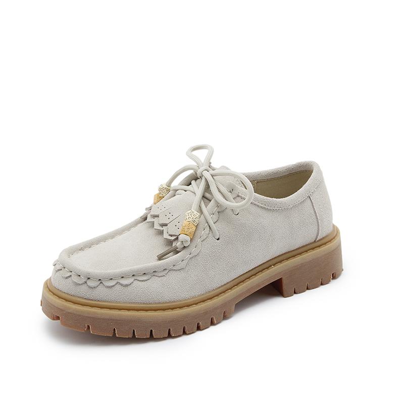 Fashion Moccasins Women Shoes 2025 New Multi-color Women's Lace-up Loafers Non-slip Large-size Thick-soled  Suede Derby Shoes For Women