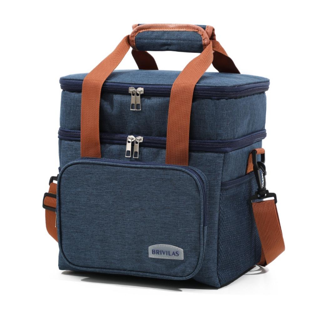 Lightweight Double Deck Lunch Cooler Bag Large Capacity Picnic Tote Bag Insulated Lunch Bag  Work