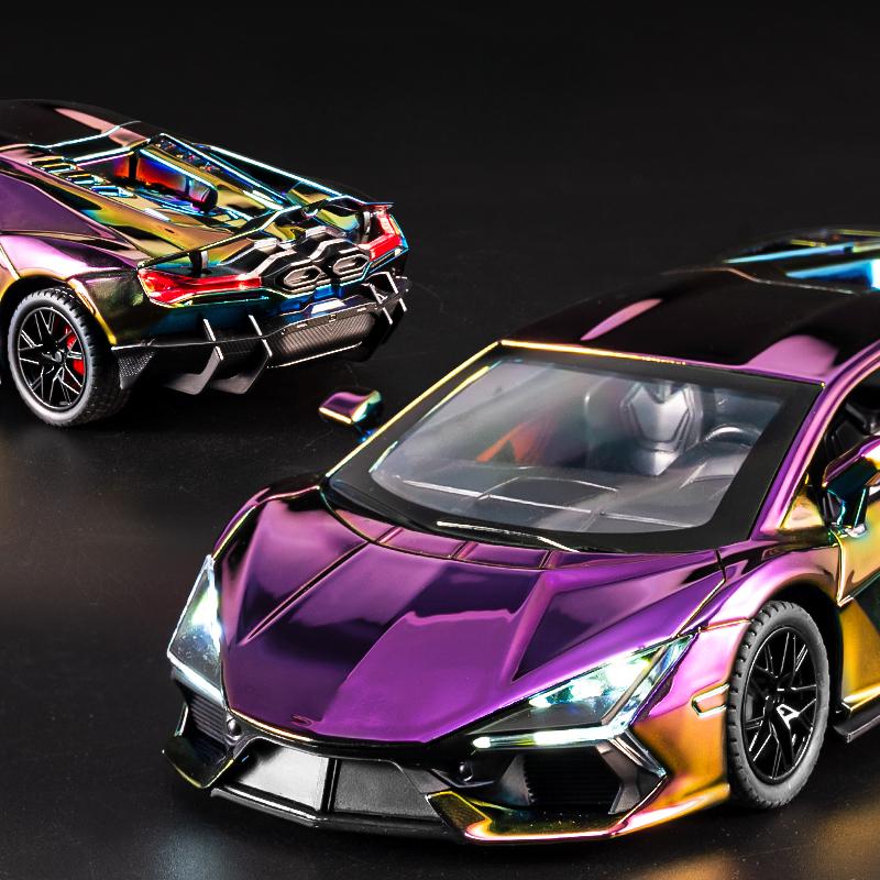 Simulation 1/24 Lamborghini Revuelto Super Car Model with Sound Light Children Boy Birthday Gift Miniature Voiture Home Decor