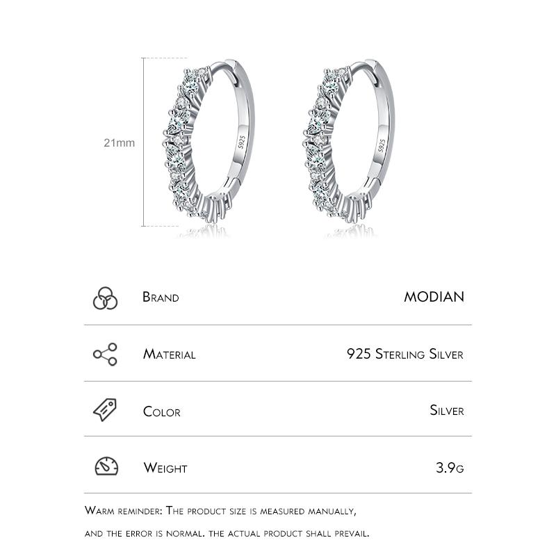MODIAN 925 Sterling Silber Funkelnde Raute Klarer Zirkon Ohrschnallen Charme Feine Creolen Für Frauen Hochzeit Schmuck