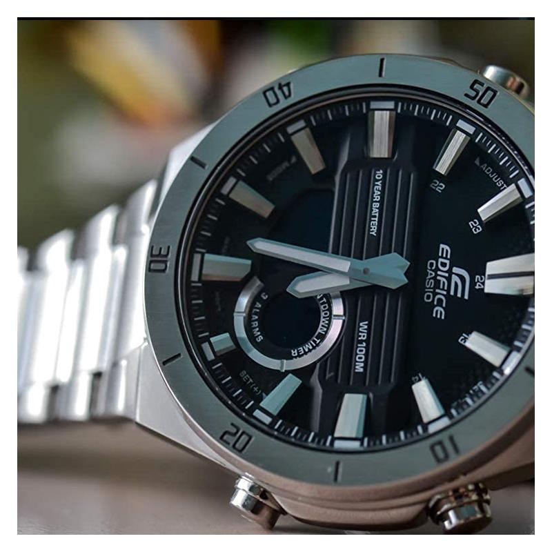 Casio CASIOEDIFICE serisi 100 metre su geçirmez kuvars mekanizma paslanmaz çelik kayış Japon ve Kore saati erkek saati siyah kadran ERA-110D-1A