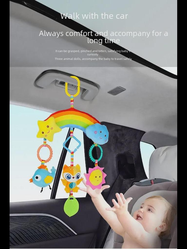Aipinqi Rainbow Hanging Plush Car Toy and Baby Crib Rattle
