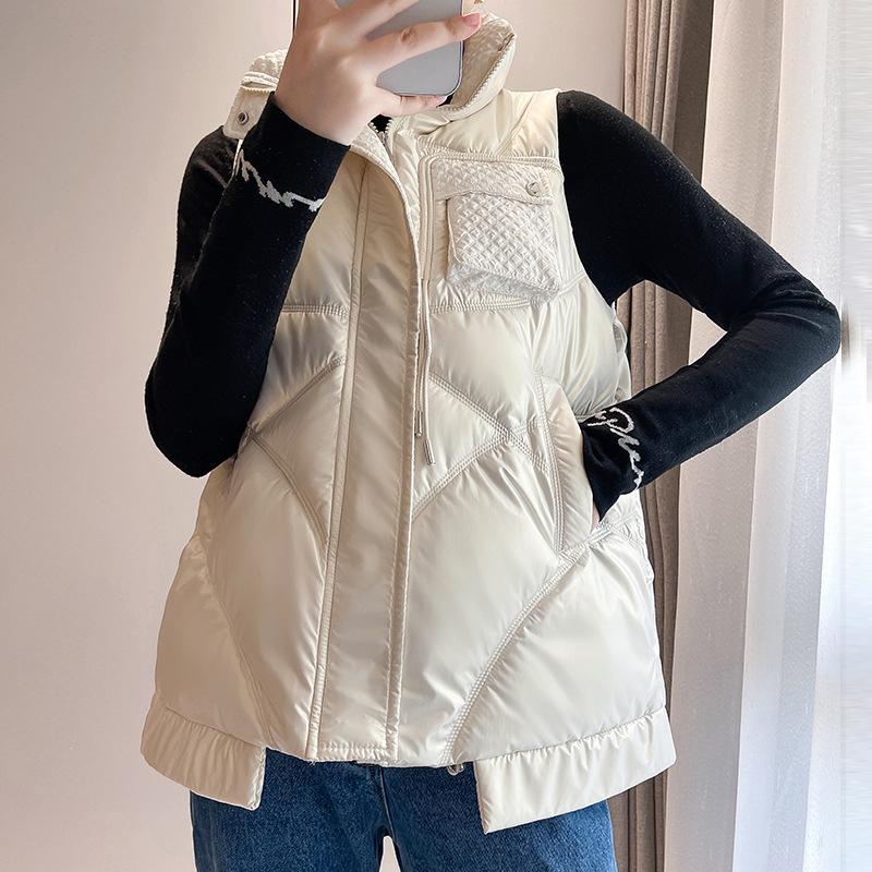 Kobiety jesienno-zimowa Soild zagęścić nowa odzież wierzchnia kamizelka wyściełana bawełną stójka bezrękawnik płaszcz kamizelka