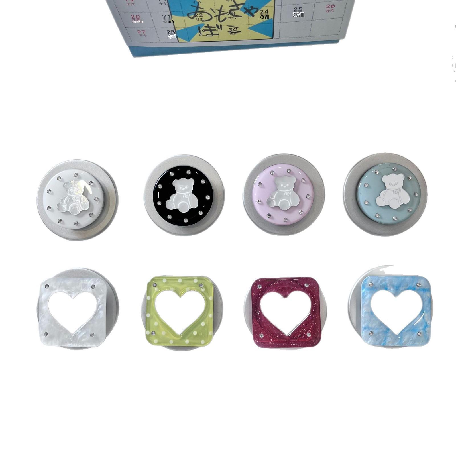 Rhinestone Bear MagSafe Holder: Strong Adhesion & Retractable Desktop Airbag Rhinestone Mirror Bear - White