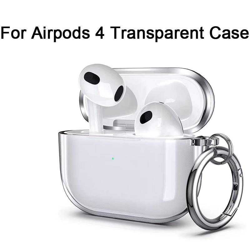 Clear Earphones Case Compatible For Apple AirPods 4 Generation Protective Case Cover For Airpods 4 TPU Protective Case With Hook