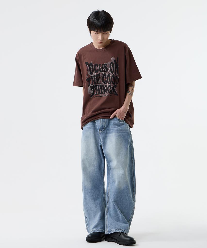Nasttingijeubeleoldaenmi Geometry Lettering Tee_Brown