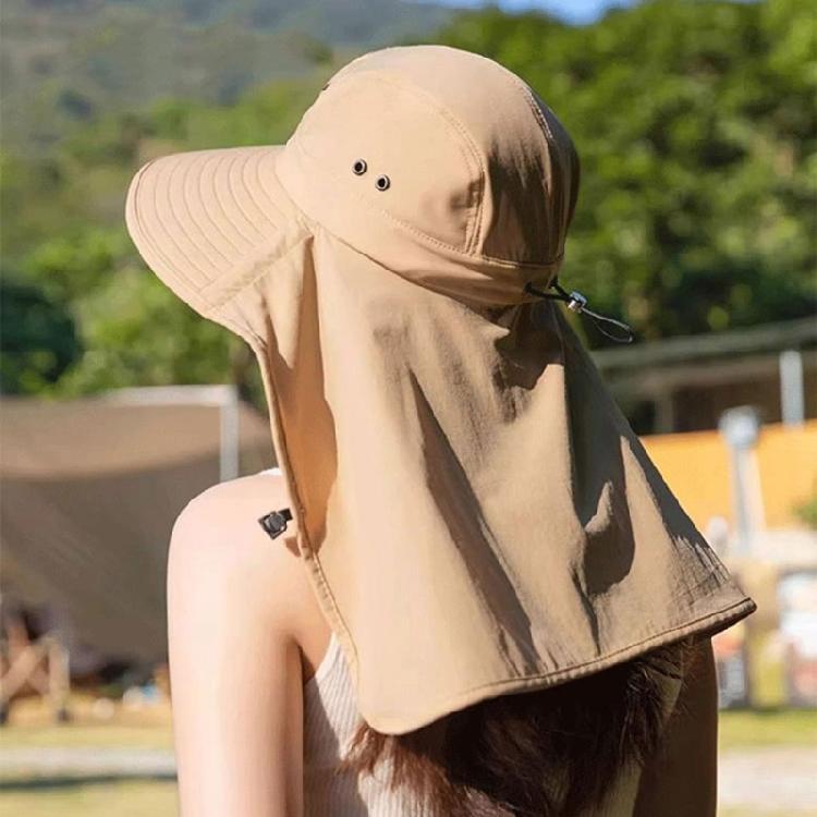 Women Sun Hat Bucket Hat with Large Shawl for Travel Hiking Shopping