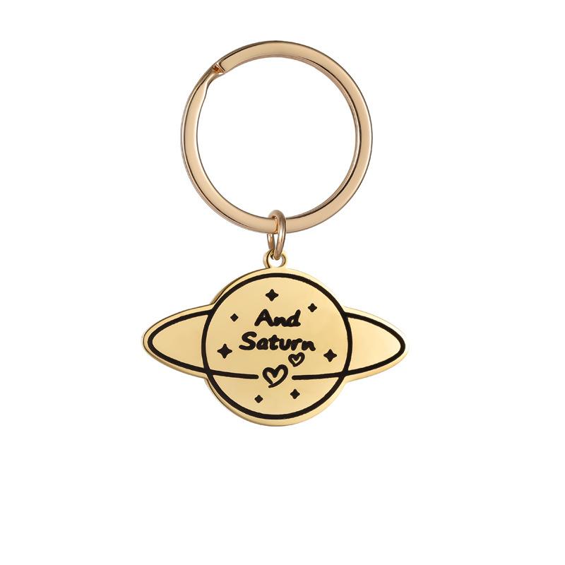 Planet Moon Stainless Steel Couple Keychain Romantic Universe Design Fashion Pendant Practical Valentine's Day Gift