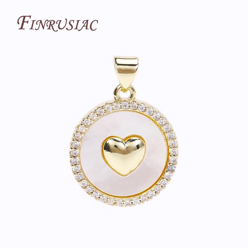 Trendige Messing mit Strasssteinen Stern/Rund Form Anhänger 18 Karat Vergoldet Inlay Natürliche Muscheln Anhänger DIY Schmuckherstellung Zubehör