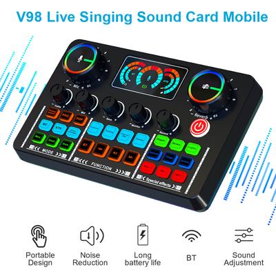 Live Sound Card Audio Recording Singing Sound Card Mixer Podcast Production Studio Equipment for Streaming/Podcasting/Gaming