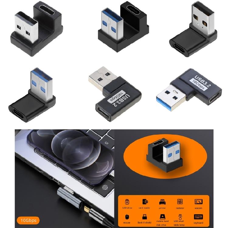 Type C Female To USB 3.0 Male Converter 10Gbps Type C To USB 3.0 90 Degrees