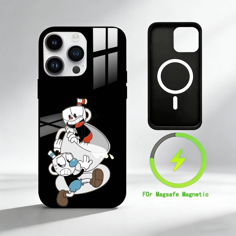 

C-Cuphead Phone Case For iPhone 17 16 15 14 13 12 Pro Max Plus for Mirror Wireless Magnetic Cover iPhone14PROMAX