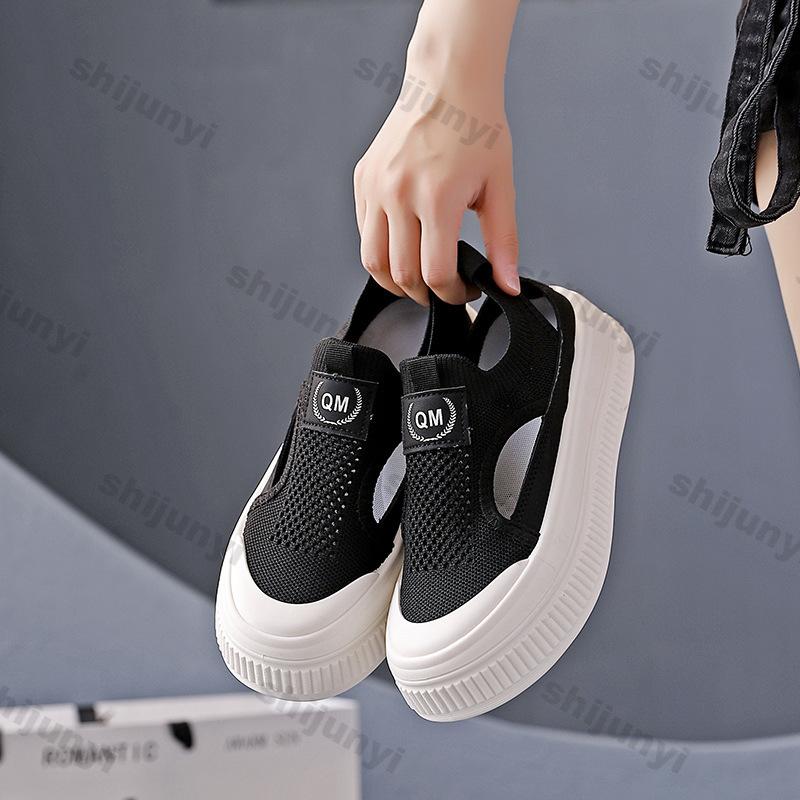 Fashion Women's Sneakers 2025 Summer New Breathable Mesh Fly Weave Flats Height Increase Comfortable Fashion Non Slip Outdoor Sandals