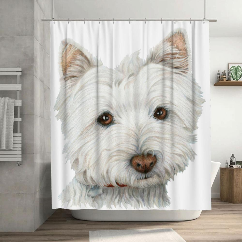 Rozkošný bílý West Highland White Terrier Sprchový závěs Domácí dekorace Koupelnové doplňky