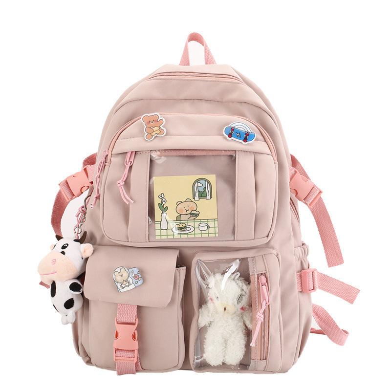 Backpack Women's New Korean Version of Student Bag, Primary and Secondary School Student Schoolbag Oxford Cloth Harajufeng Backpack Schoolbag