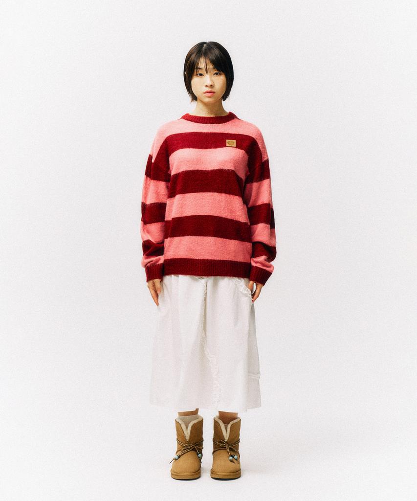 PHYSICAL DEPARTMENT Apple Label Striped Knit_Charcoal