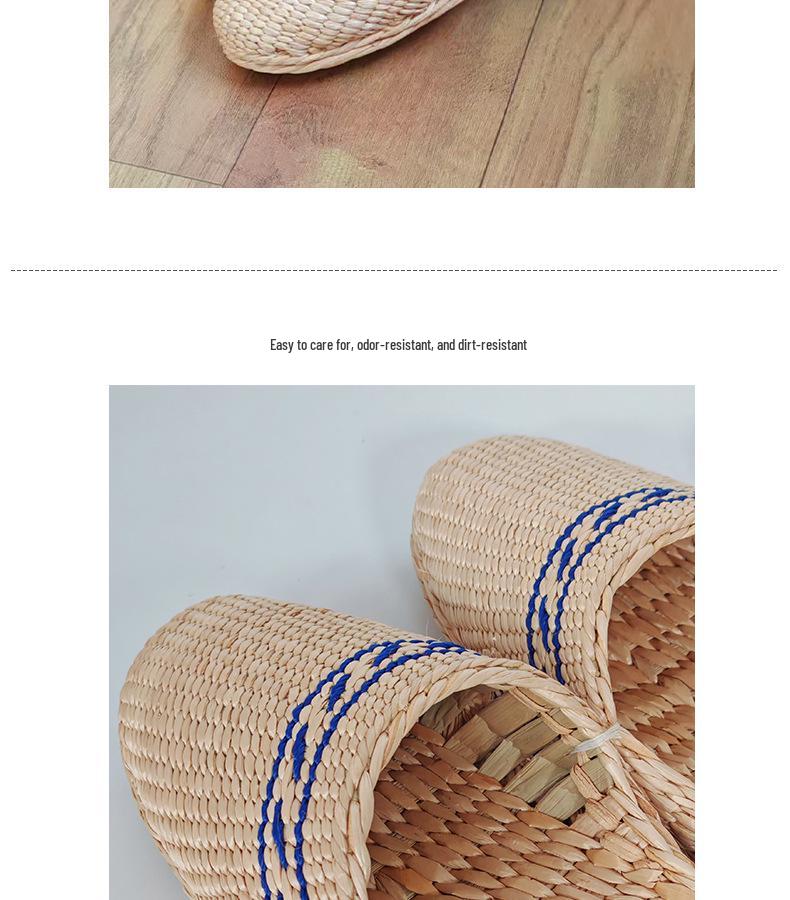 Finely Woven Cattail Slippers - Handmade Straw Shoes for Men & Women, Comfortable & Nourishing Mesh Design.