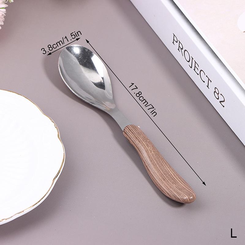 1 szt. Sztućce ze stali nierdzewnej z imitacją drewnianej rączki, zachodnia zastawa stołowa, łyżka do deseru i zupy, zastawa stołowa do baru i restauracji zachodniej