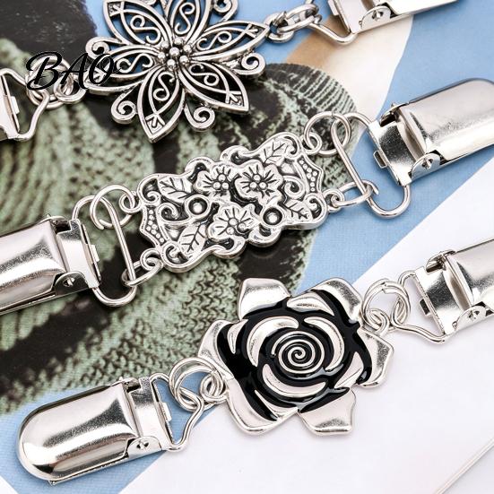 Gold Silver Cardigan Holders 4Pcs Vintage Sweater Clips for Women Girls, Retro Floral Clips, Elegant Scarf Clasps Fashion Accessories Shawl