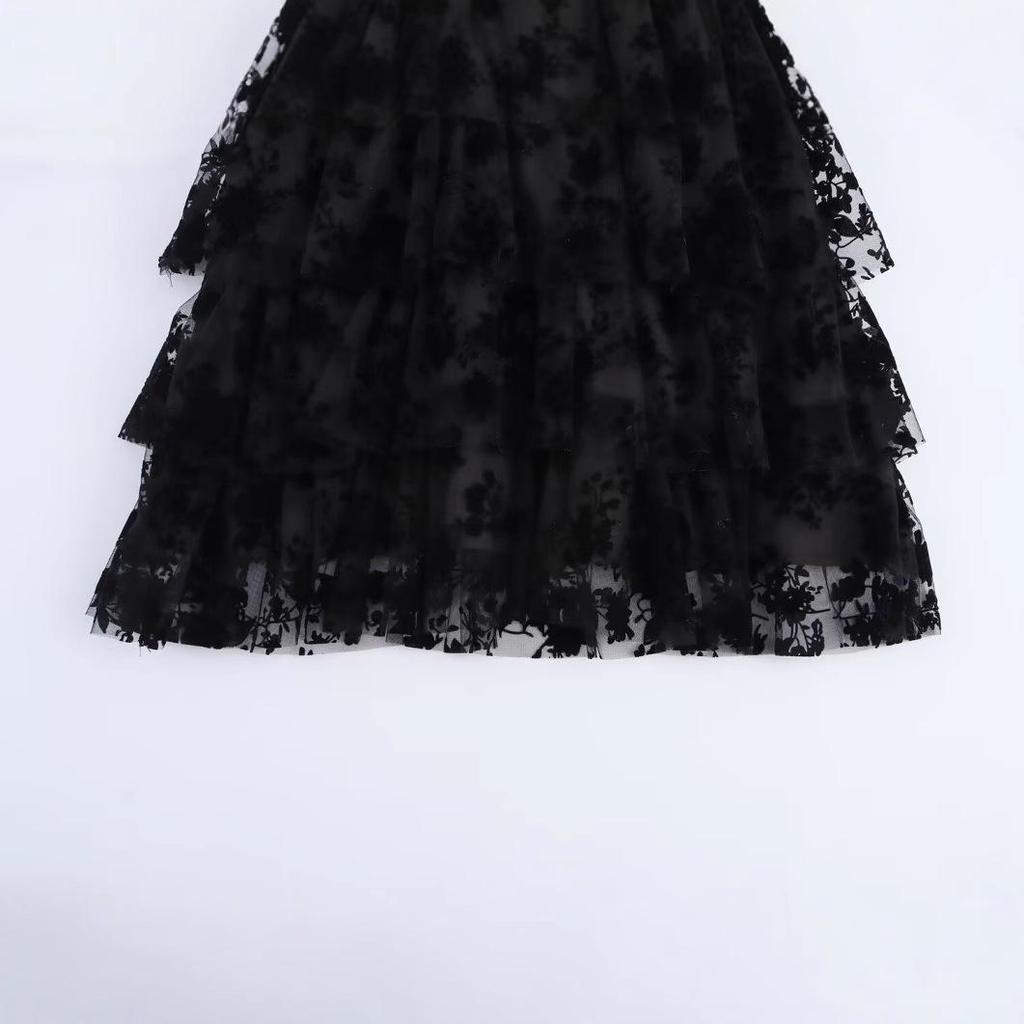 2025 Spring Women's European & American Style Sleeveless V-neck Slim Layered Dress