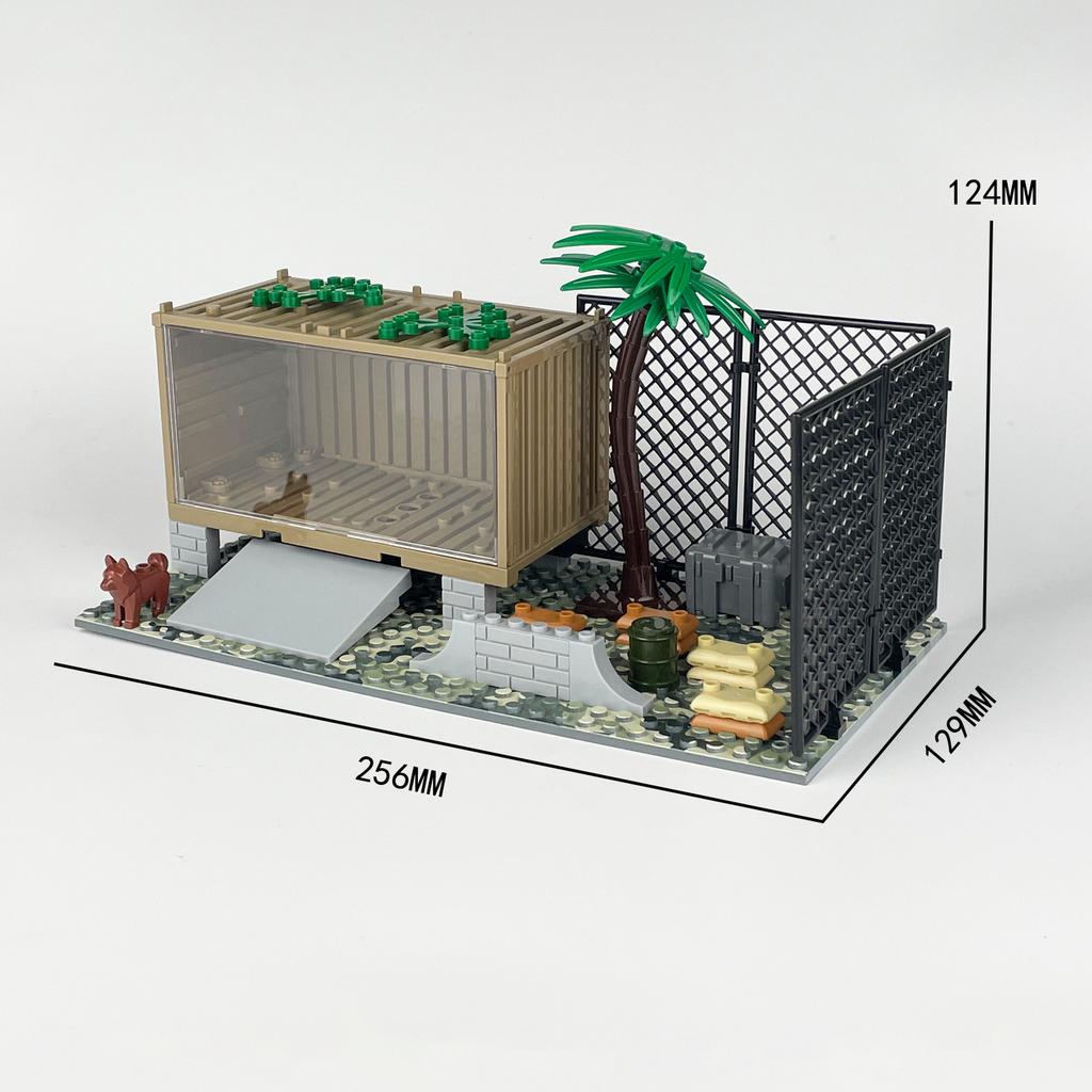 Army WWII MOC Sentry Post War Scene Sandbag DIY DIY Assembly Building Block Soldier Watchtower Toys Playsets