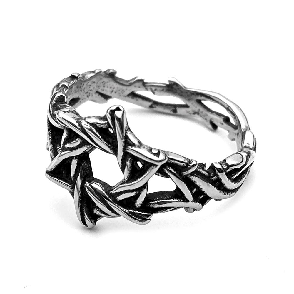 Thorn Branch Hexagram Amulet Ring for Men Women Stainless Steel Silver Color Je Star of David Israel Finger Rings Jewelry
